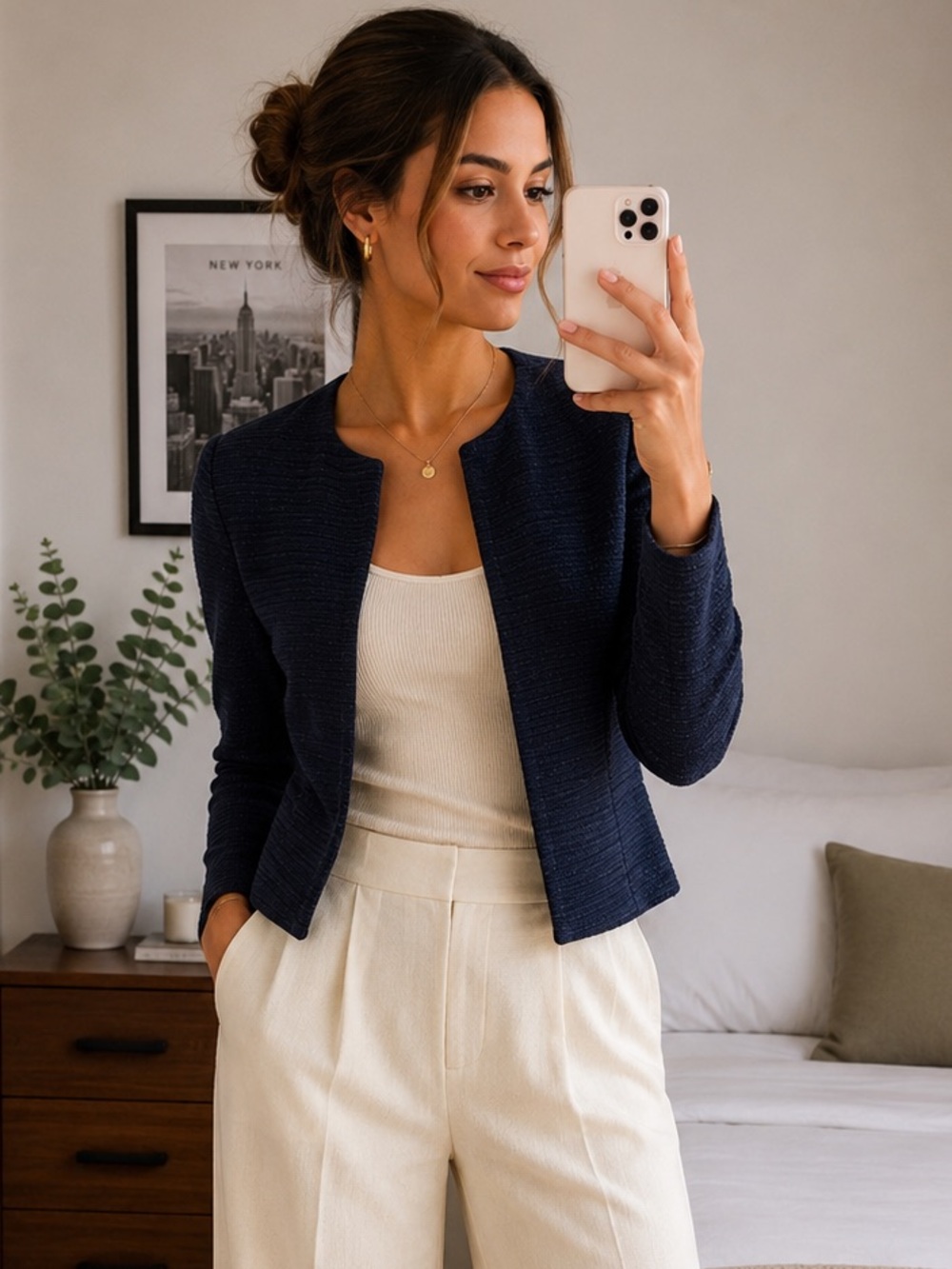 Mango Navy Open Front Blazer XS